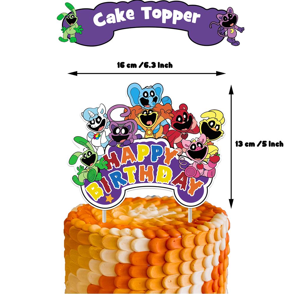 34Pcs Smiling Critters Party Supplies Including A Banner, Cake Toppers, Balloons