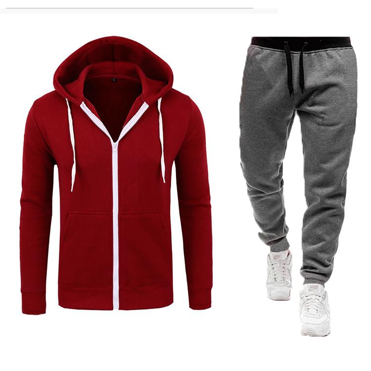 New Casual Sweatshirt Zipper Hooded Sweatshirt Jacket Men's Solid Color Cardigan Suit