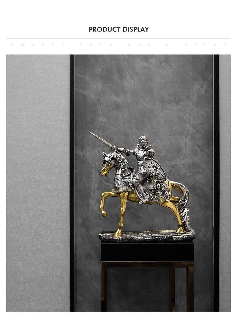 Nordic Victory Knight Resin Figurine: High-End Vintage Office Decor
