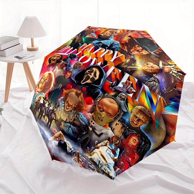 

1pc Happy Halloween Automatic Folding Umbrella - 3 Folding Design, Vivid Cartoon Pattern, Suitable for Outdoor Activities, A Gift for Fans In All Seas