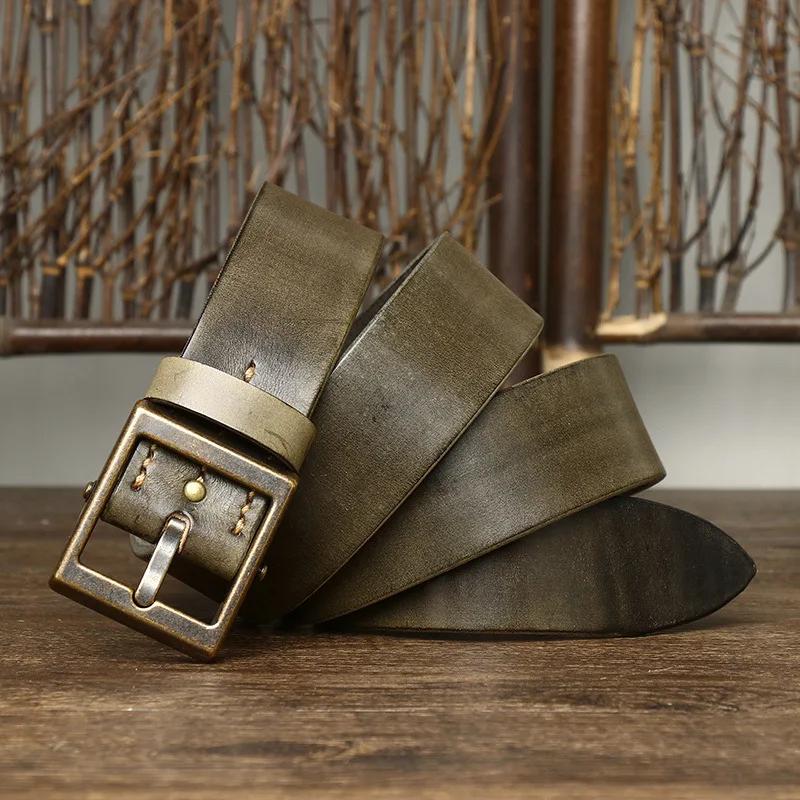 3.8CM Thickening Top Layer Cowhide Genuine Leather Belts for Men Luxury Designer High Quality Vintage Jeans Cowboy Male Belt