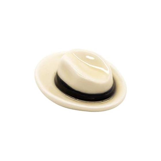 24to3 Nishitomi Pottery Arita Ware Yoshinobu Kitagawa Kiln Chopstick Rest, Approx. 4x3cm, Fedora Hat, Ivory, Made in Japan 478199