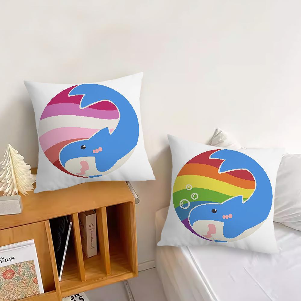Trans Blahaj Shark Cushion Cover Pillow Cover Decoration Room Home Sofa Living Office Car Nordic Simplicity