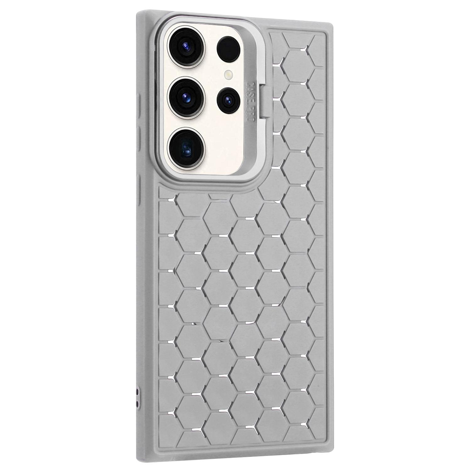 

Для Samsung Galaxy S23 Ultra Чехол Защитный ТПУ Дышащий Охлаждающий Чехол для Телефона с Подставкой Grey