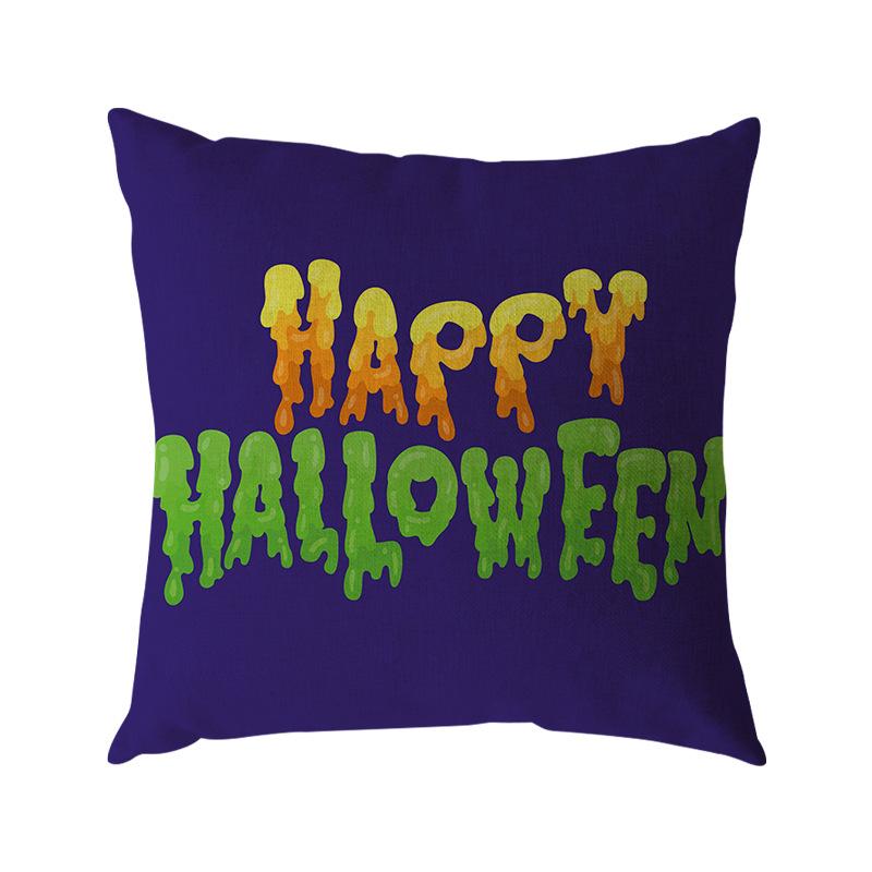 Funda de Almohada de Lino de Halloween Impresión Digital Decoración Festival de Halloween Almohada para Sofá