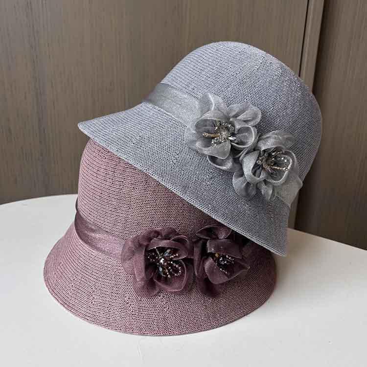 French retro small edge basin hat spring and summer breathable fashion versatile mother sun hat women travel sun hat