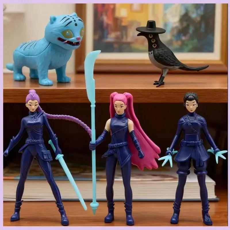 ???  5pcs/Set Kpop Demon Hunters Action Figure Toy Derpys Tiger Rumi Mira Zoey Sussy Figurine Doll For Fans Gift