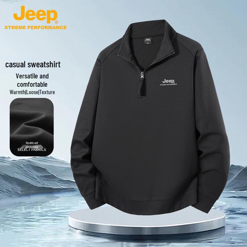 JEEP Men s Outdoor Half-Zip Stand Collar Sweatshirt M