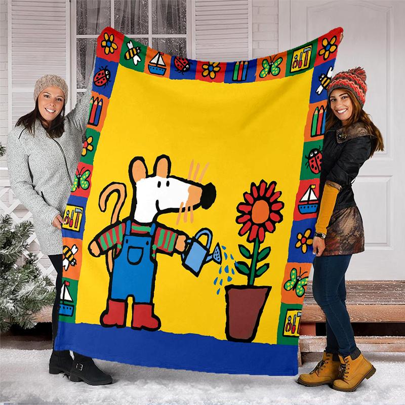 Maisy Mouse Theme Printed Blanket - Perfect for Couch, Bed, Travel & Outdoor Use | Machine Washable, Cozy & Durable.