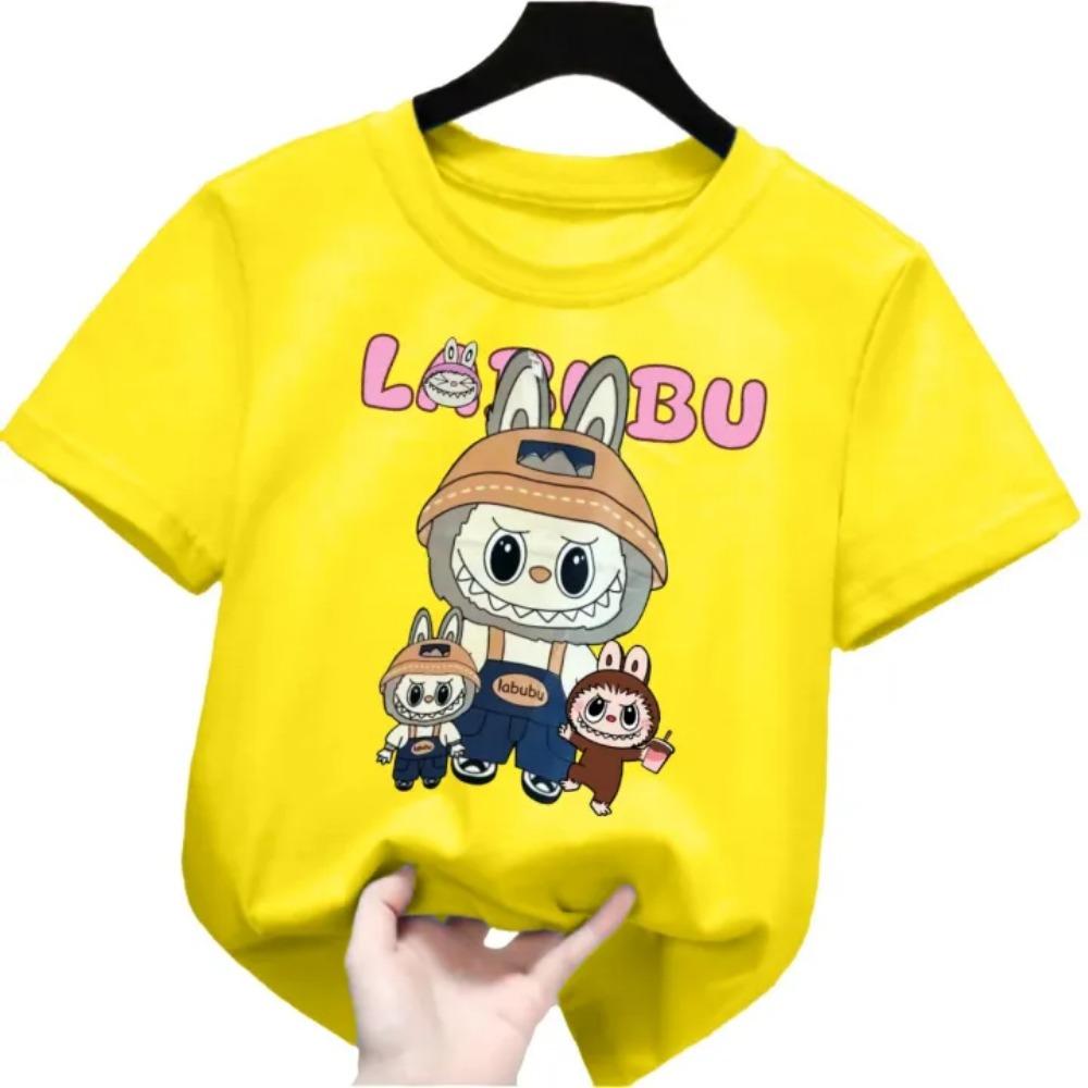 New Labubu Children's T-shirt Miner LABUBU Ugly and Cute Pattern Girl Round Neck Short Sleeve Casual Versatile Clothing