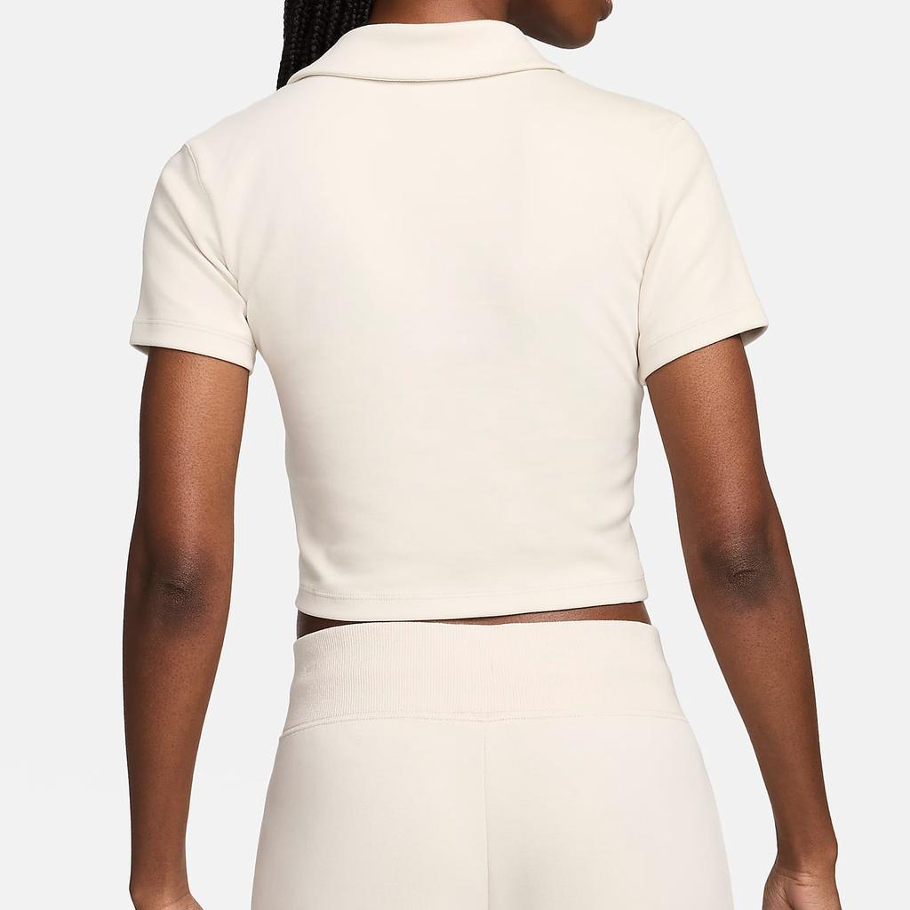 Nike Solid Color Slim Fit Short Sleeve Polo Shirt Women Tops White DV7884-104