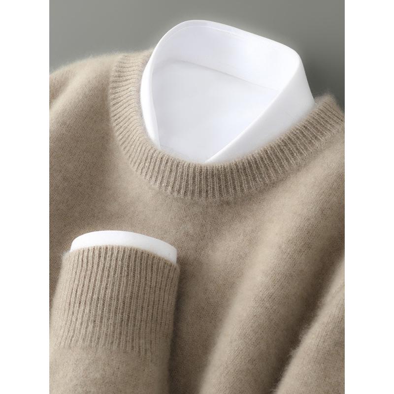 Men's 100% Wool Half-High Neck Sweater - Versatile Natural Fiber Knitwear for Autumn/Winter