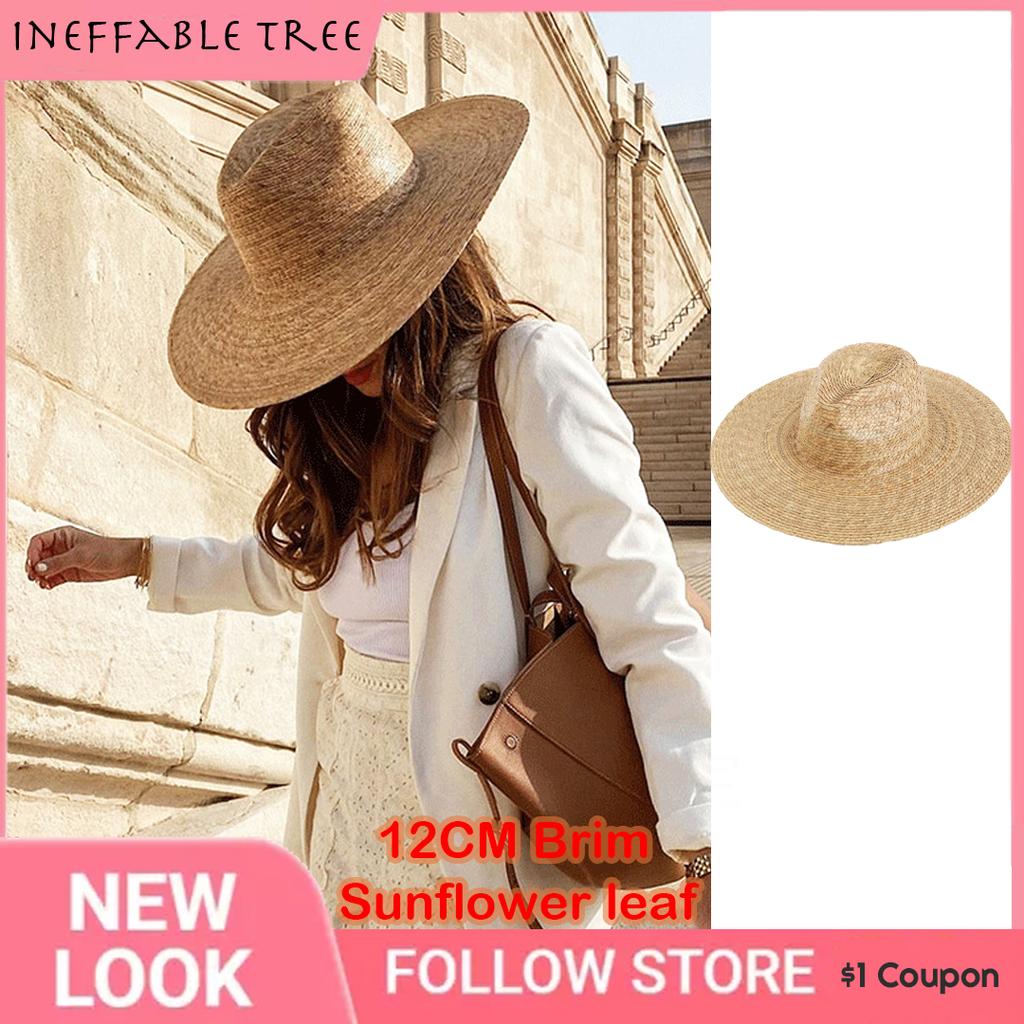 French Sunflower Leaf Bohemian Western Cowboy Straw Hats for Women Vacation Beach Summer Vacation Jazz Panama Sun Caps