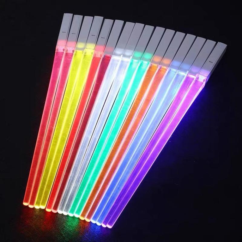 1 Pair Led Lightsaber Luminous Chopsticks Detachable Washable Reusable Free Tableware For Kitchen Dinner