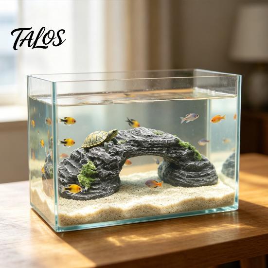 Aquarium Turtle Accessory Basking Platform, Rock Look Resin Baby Tortoise Climbing Ramp, Non-toxic Dock Arched Reptiles Resting Terrace for