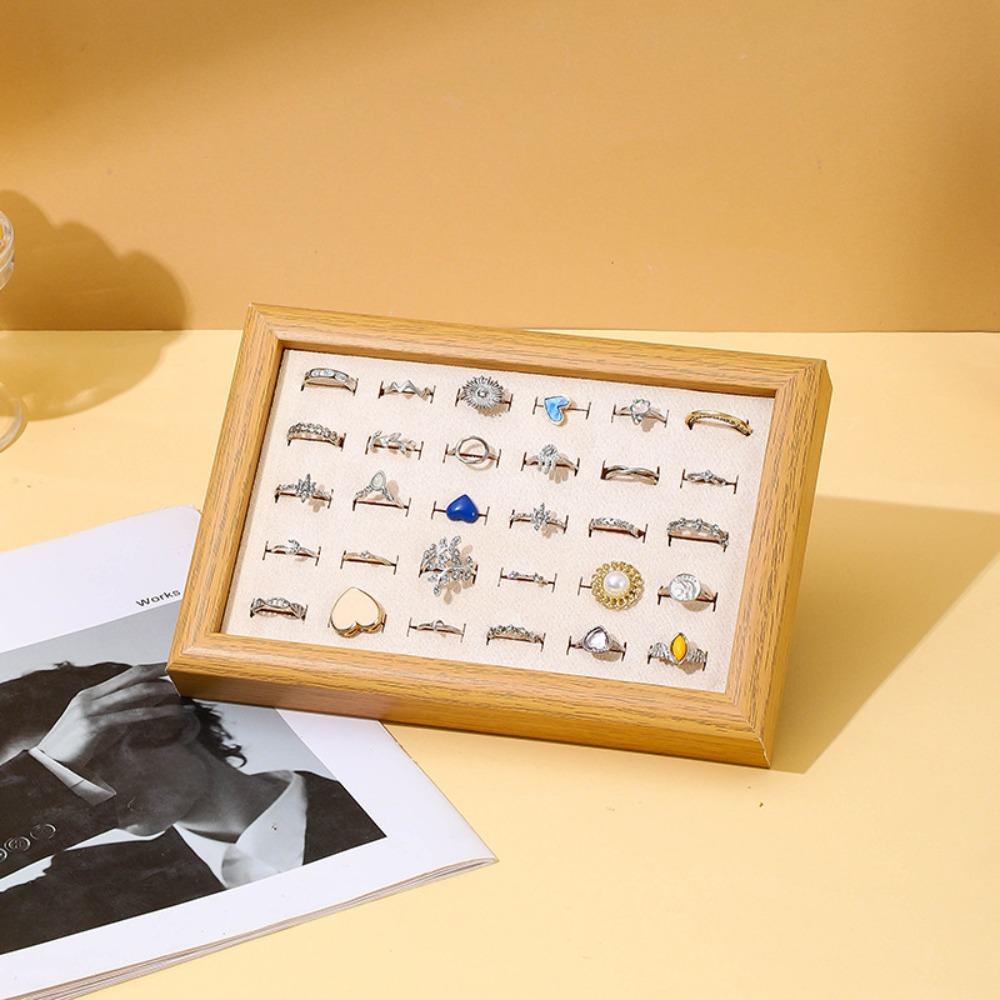 Velvet Rings Display Tray 30 Slot Finger Ring Storage Rack Fashion Jewelry Trays  Display Props