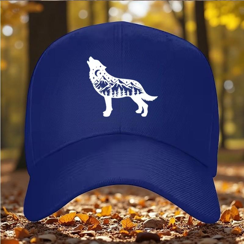 Howling Wolf Landscape Graphic Baseball Cap Polyester Outdoor Adjustable Unisex Adult Hat