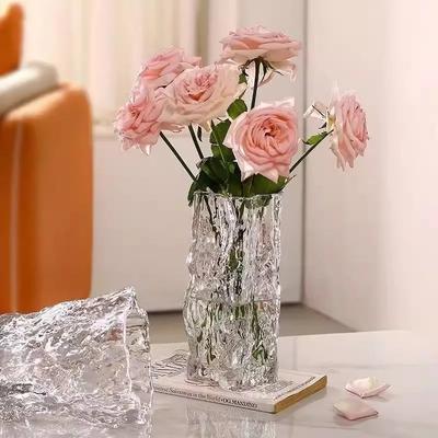 Light Luxury Glass Vase Living Room Flower Arrangement High-end Feeling Hydroponic Transparent Water Culture Creative and Si
