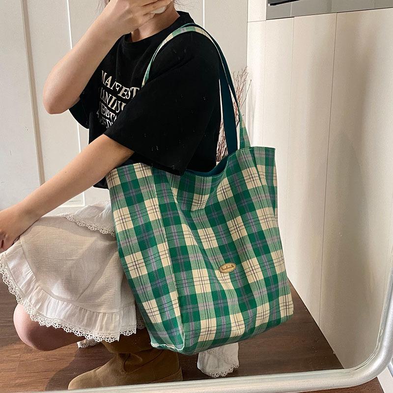 

Сумка на плечо в стиле колледжа, литературная клетчатая сумка, студенческая сумка для занятий, сумка-тоут большой вместимости 48*15*37