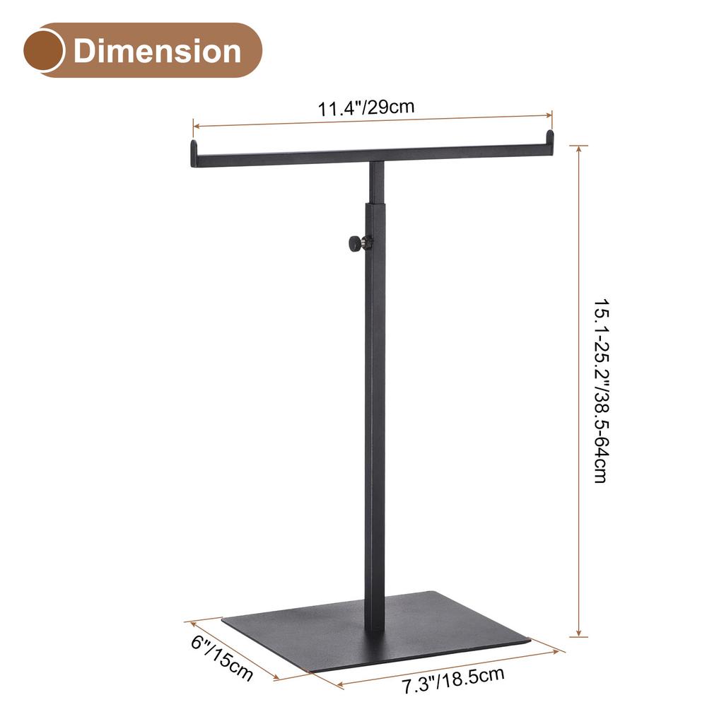 Purse Display Stand T Shaped Metal Adjustable Handbag Rack Double Hook Holder Necklace Organizer for Home Boutique Store