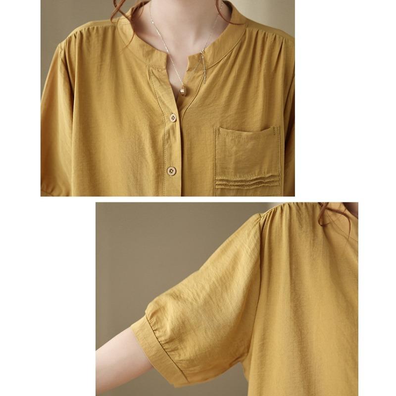DIMANAF 2026 Plus Size Summer Women Blouse Shirts Casual Lady Tops Tunic Shirt Oversize Loose Tees Cotton