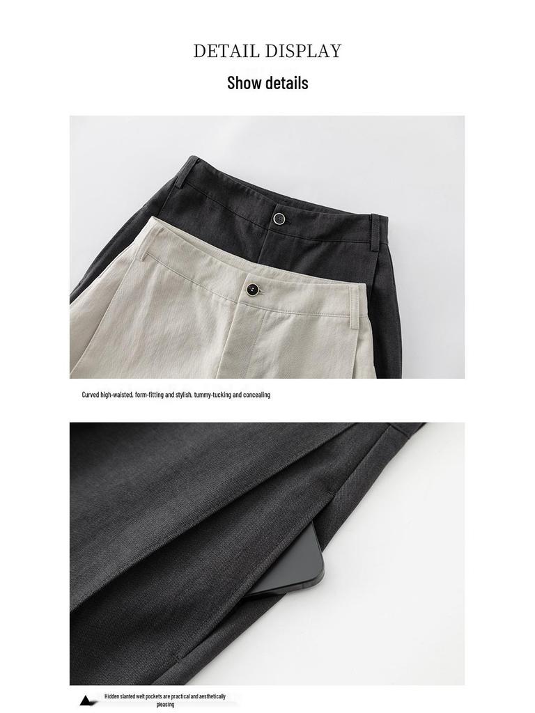 Xin Ge Women's Spring Tencel Cotton High Waist Wide Leg Pants with a Lazy Style Design