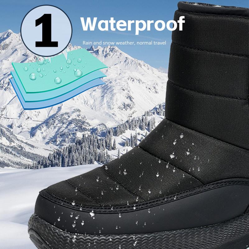 Mode High Top Herren Wasserdichte Winterstiefel Outdoor Dick Plüsch Weiche Schneestiefel Leicht Rutschfest Knöchelstiefel Einfarbig Schneestiefel