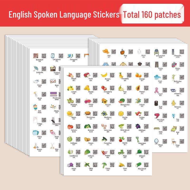 Waterproof English Word Stickers for Kids - Early Education and Daily Use