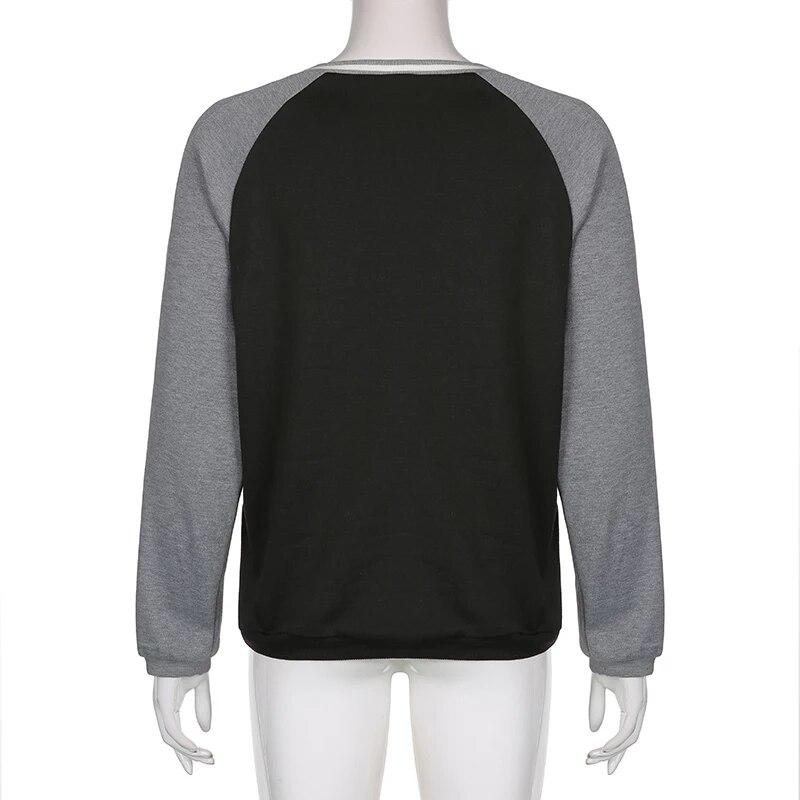 Contrast Patchwork Grunge Sweatshirts Harajuku Korean Casual Long Sleeve New Pullovers Women hoodie Autumn Winter hoody Outfits