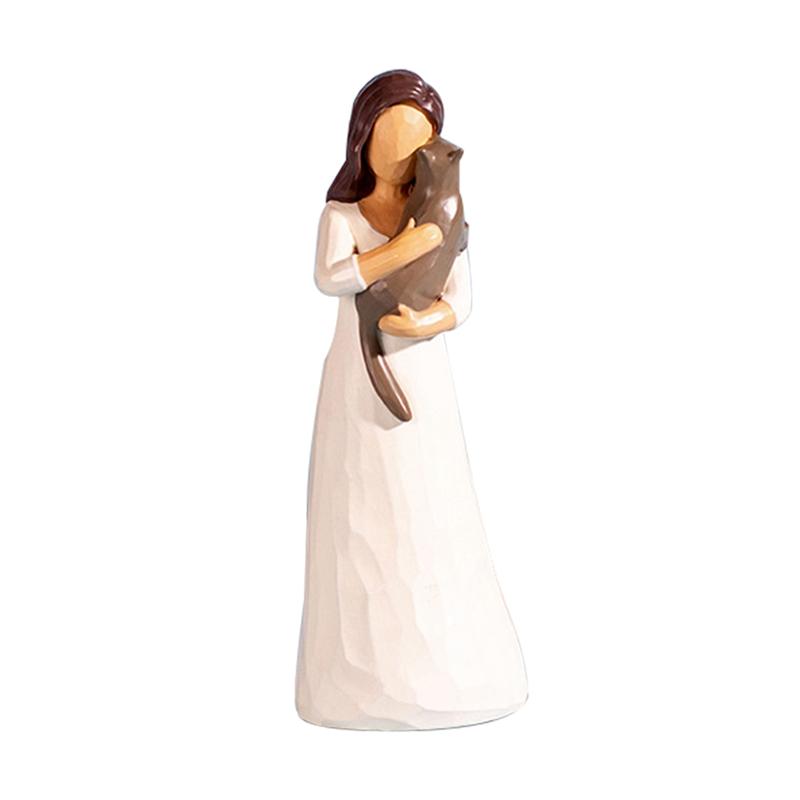 

AEE2-Resin Statue Holding Pet, Family Gift Sculptures And Decorations, Bedroom Living Room Tabletop Decorative Gift