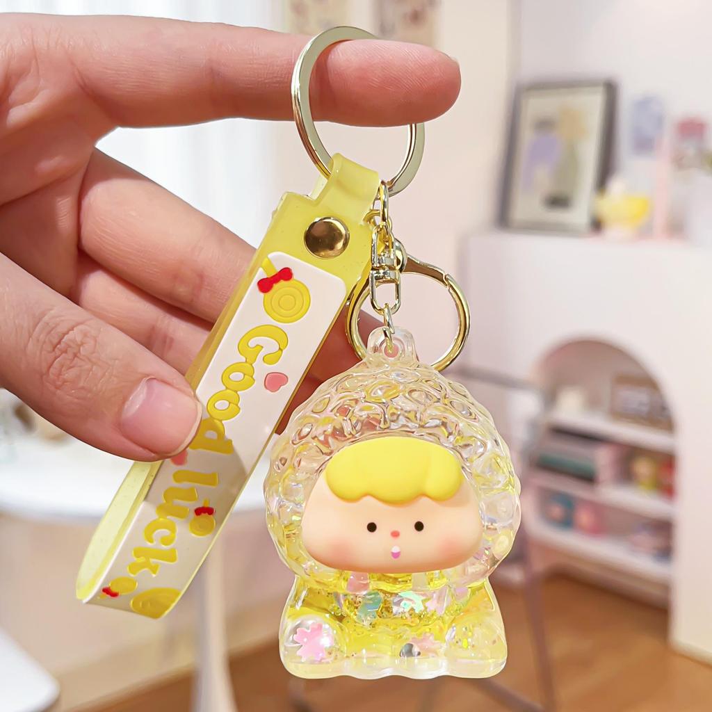 Douyin Blinking Fruit Charms Acrylic Keychain - Cute Oil-Filled Pendant Gift Ornament
