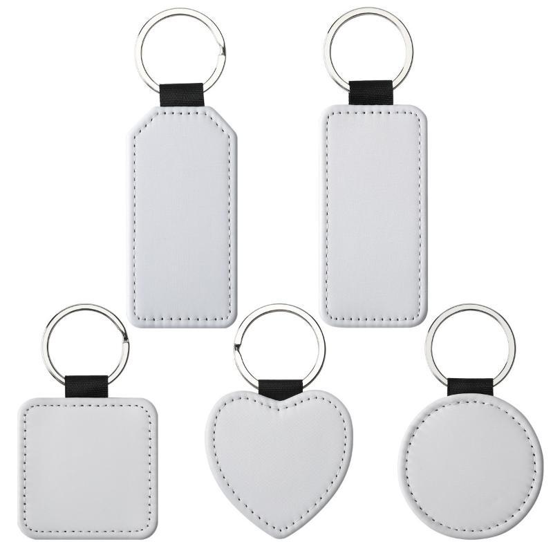 Diy Dye Sublimation Blanks Keychain Pu Leather Heat Transfer Keyring Heart Creative Double Sides Blank Id Tags Keyring