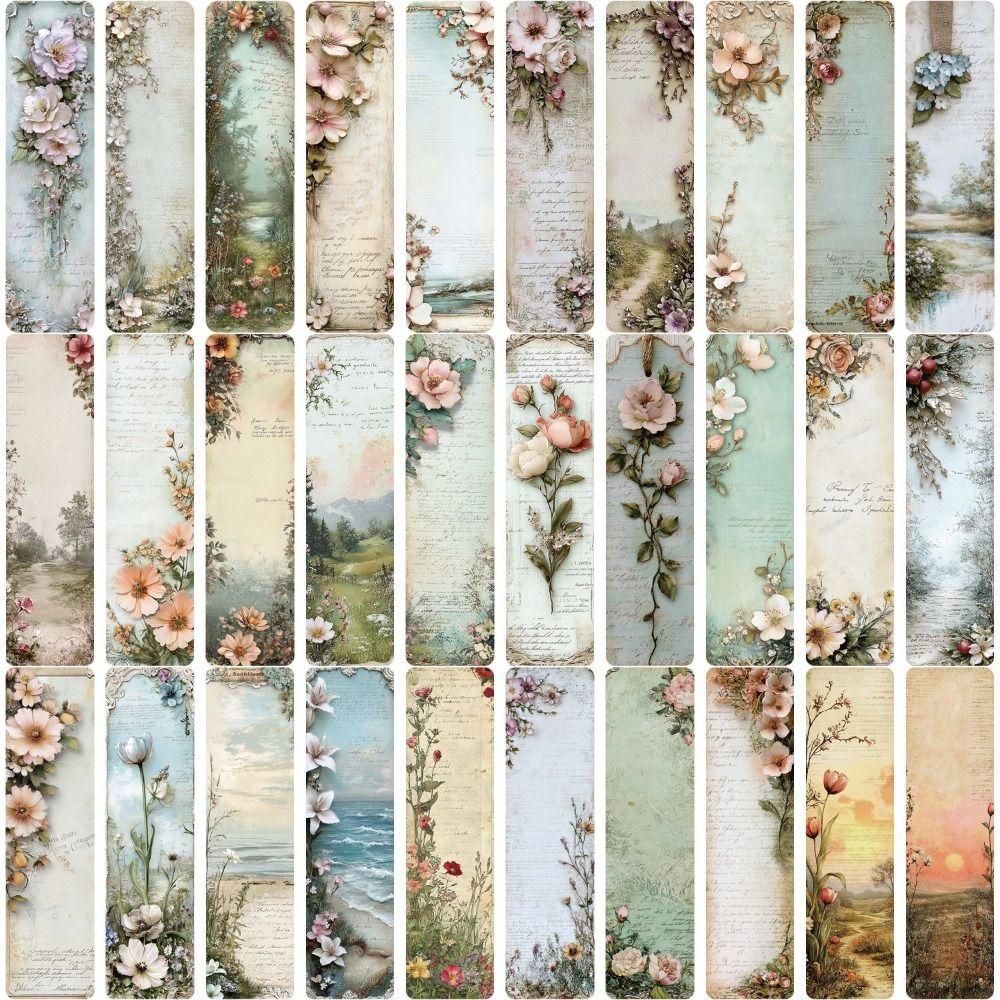 30pcs Aesthetic Book Club Page Markers Vintage Stationery Supplies Retro Paper Bookmark Students