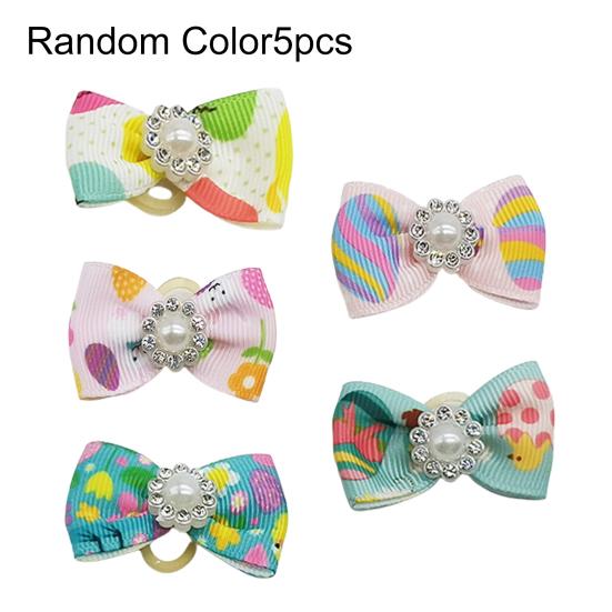 

5шт бантики из волос для домашних животных мультяшный узор аксессуар для ухода за домашними животными эластичные красивые собаки