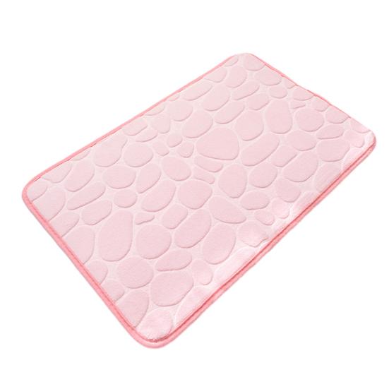 Coral Velvet Floor Mat, with Pebble Pattern Bathroom Carpet, Absorbent Non-Slip Door Mat for Bathroom Entryway Kitchen