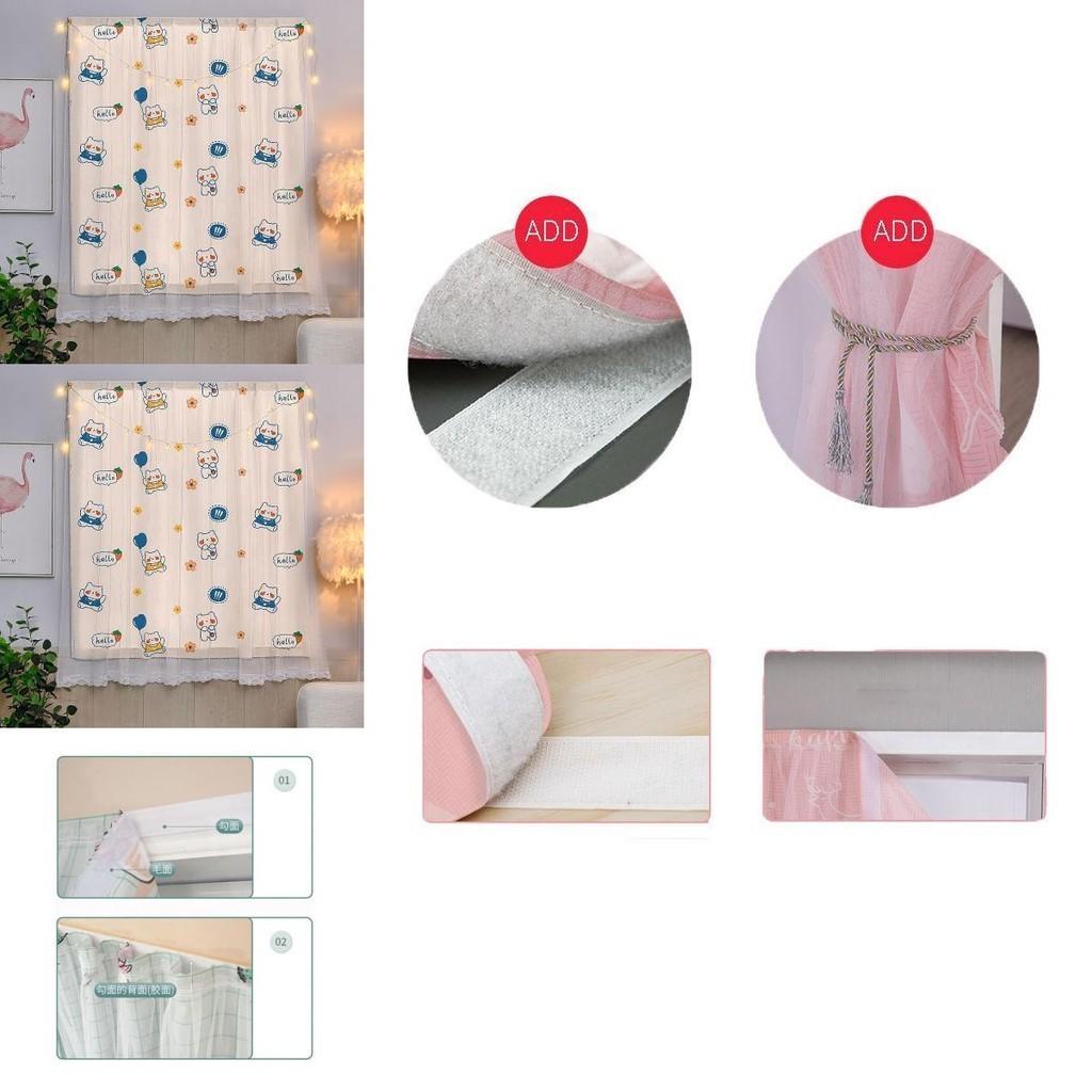 Bezaubernder Cartoon-Fenstervorhang mit exquisiter Spitze und Klettverschluss für mühelose Installation