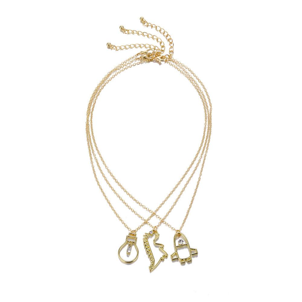 Модный европейский стиль Милый динозавр Ракета Лампочка Набор ожерелий Для уникальных модных аксессуаров