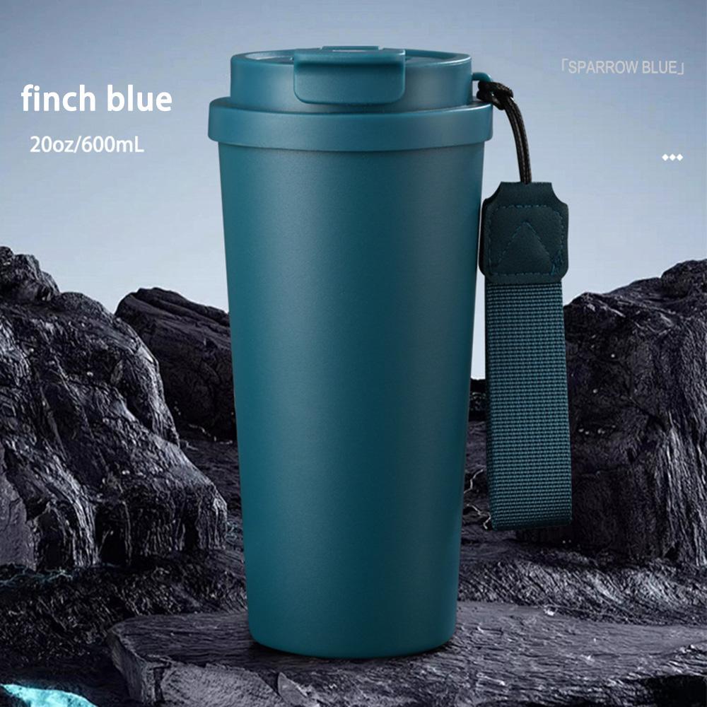 600ml Insulated Coffee Tumbler Double Wall Stainless Steel Thermos Flask with Lid Portable Travel Mug for Car School Gym