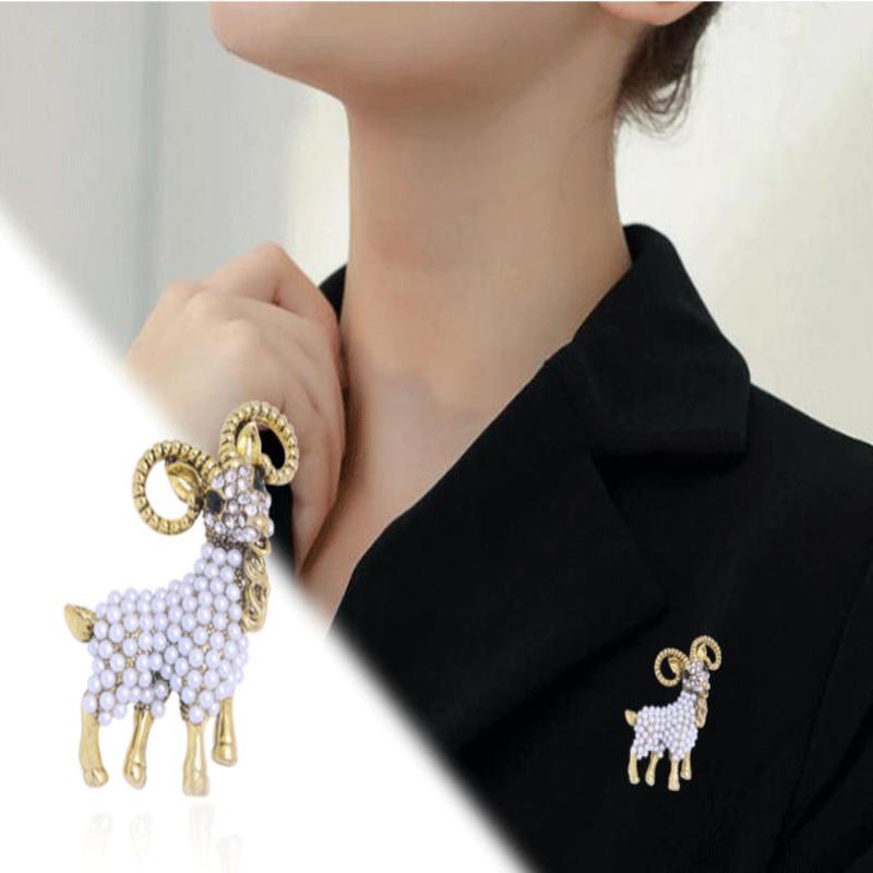 Shiny Baroque Sheep Goat Brooch Pin 1Pcs Luxury Jewelry for Wedding Birthday Party Couple Gift