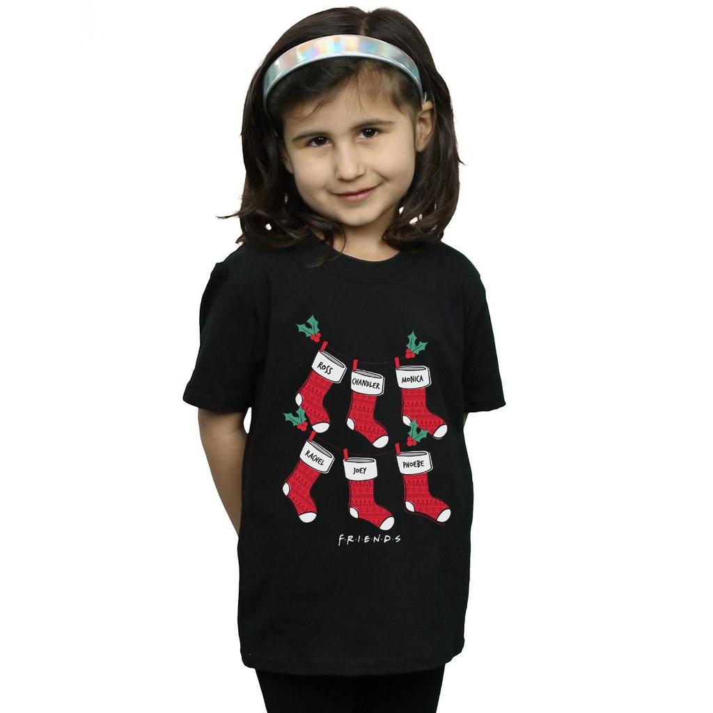 Friends Baumwoll-T-Shirt mit Weihnachtsstrümpfen für Mädchen