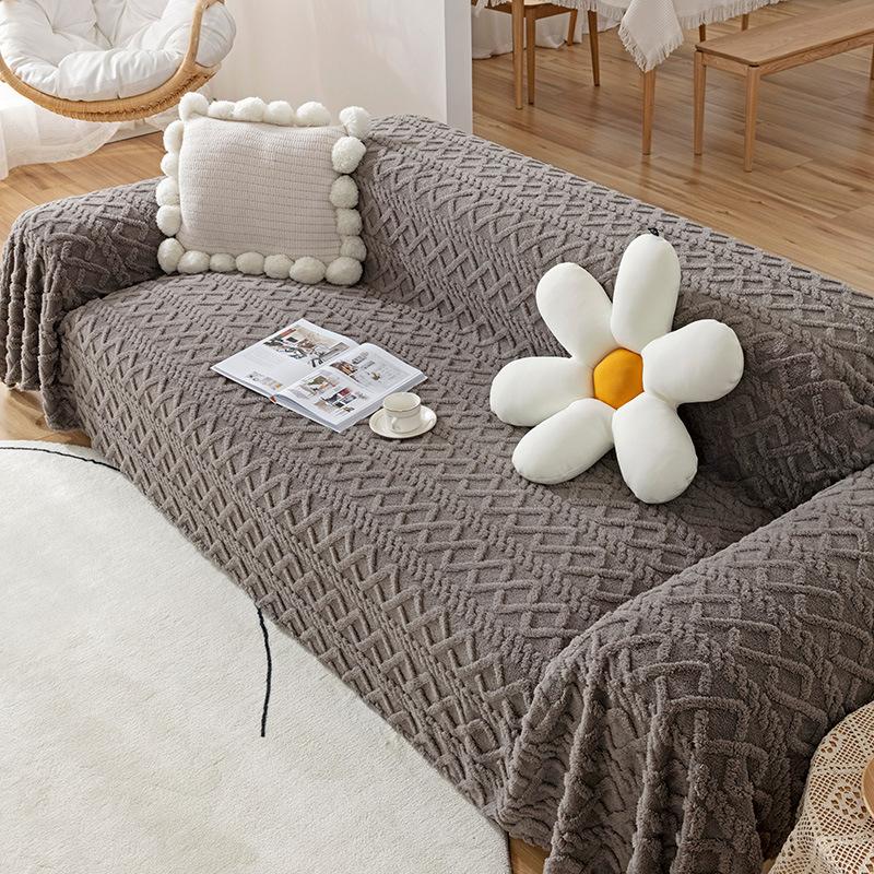 Sofa Cover Cloth Plush Autumn and Winter New Milky White Sofa Cover Slipcover Four Seasons Universal Seat Cushions Full Cover Cloth