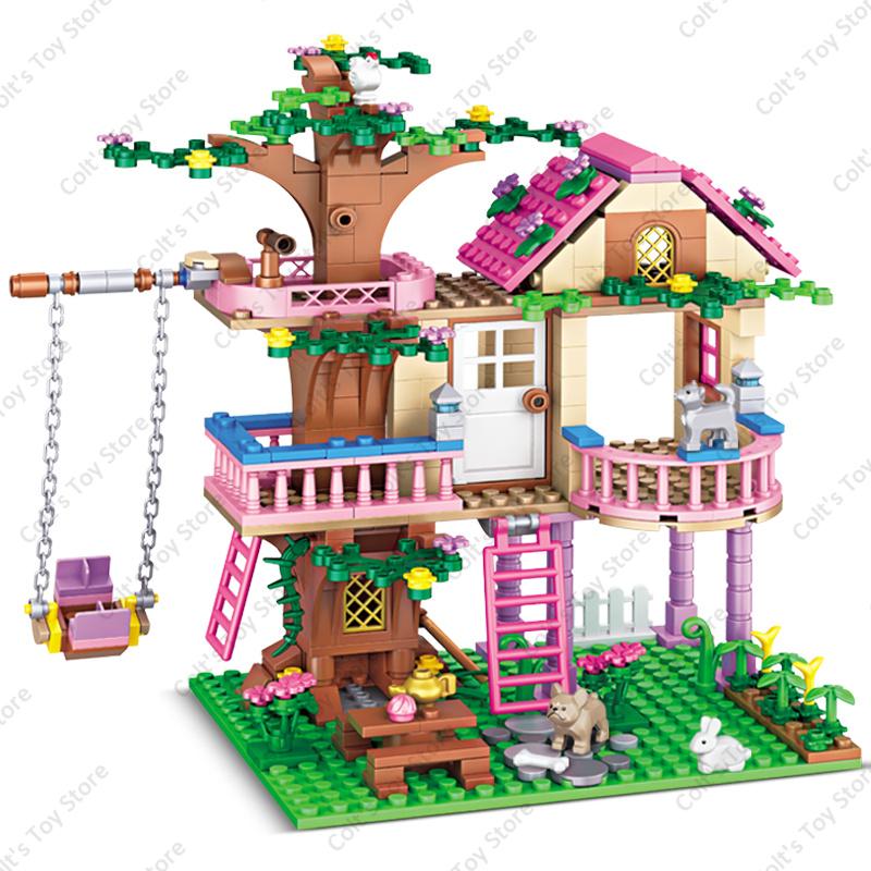 Albero Amicizia per Ragazze Casa sull'Albero Blocchi da Costruzione Villa Castello Modello Bambola Figura Ragazza Giocattolo Vendita all'Ingrosso e al Dettaglio Mattoncini Compatibili Regalo