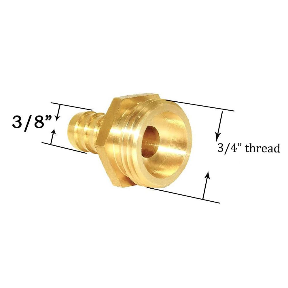 High Quality 2PCS 3/8 Hose Barb to 3/4 GHT Male For Water Plumb Irrigation