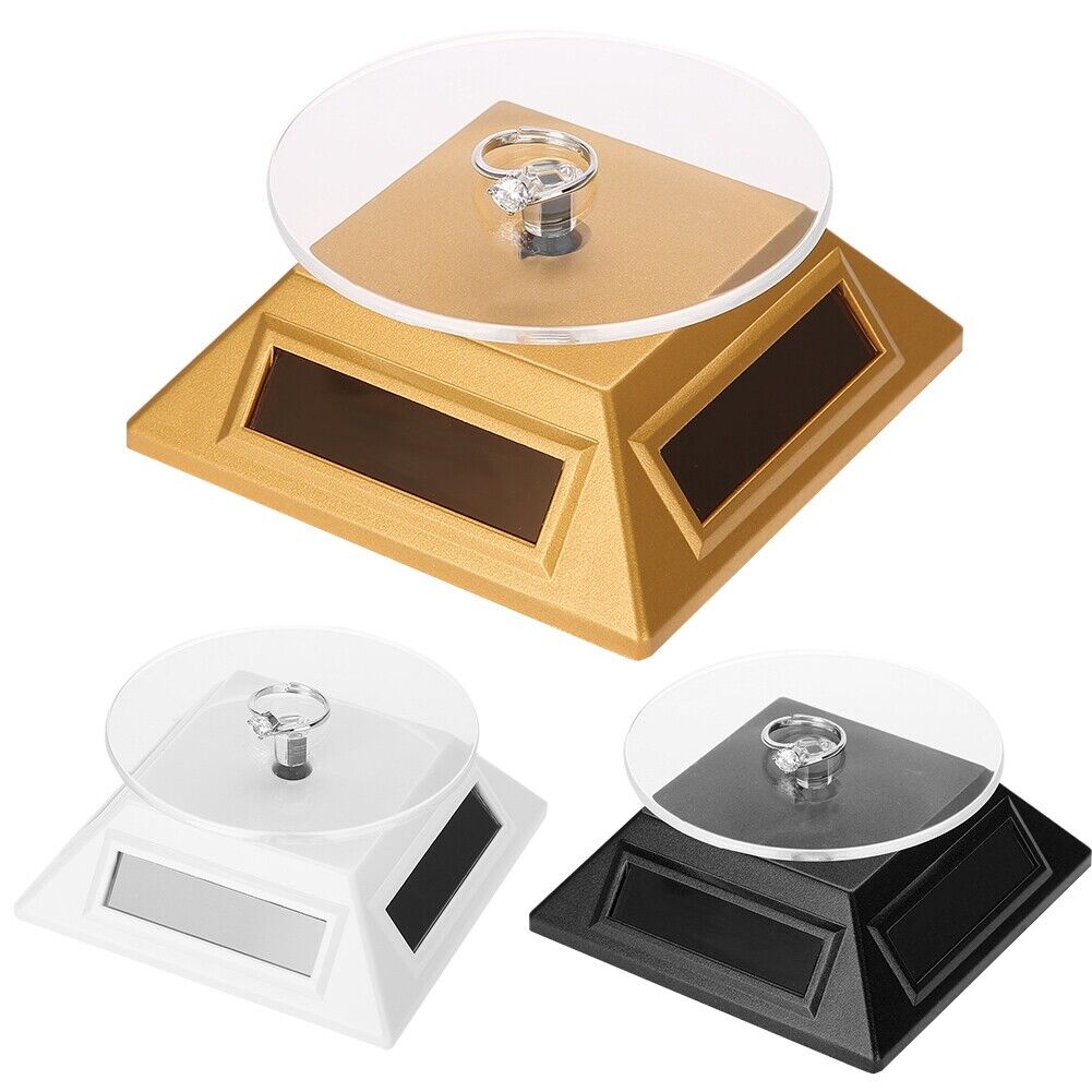 Solar Powered For 360 Degree Rotating Display Stand for Jewelry Watches Mobile Phones and Products with Turntable Base