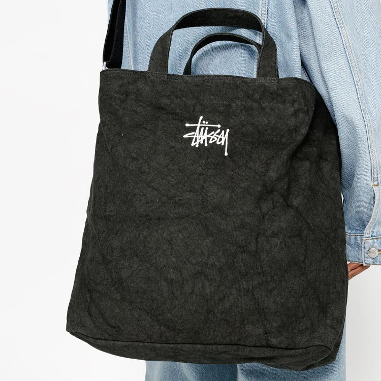 New Stussy Cotton Canvas Handbag, Shoulder Bag, Crossbody Bag Unisex Washed Black 134264-WABL