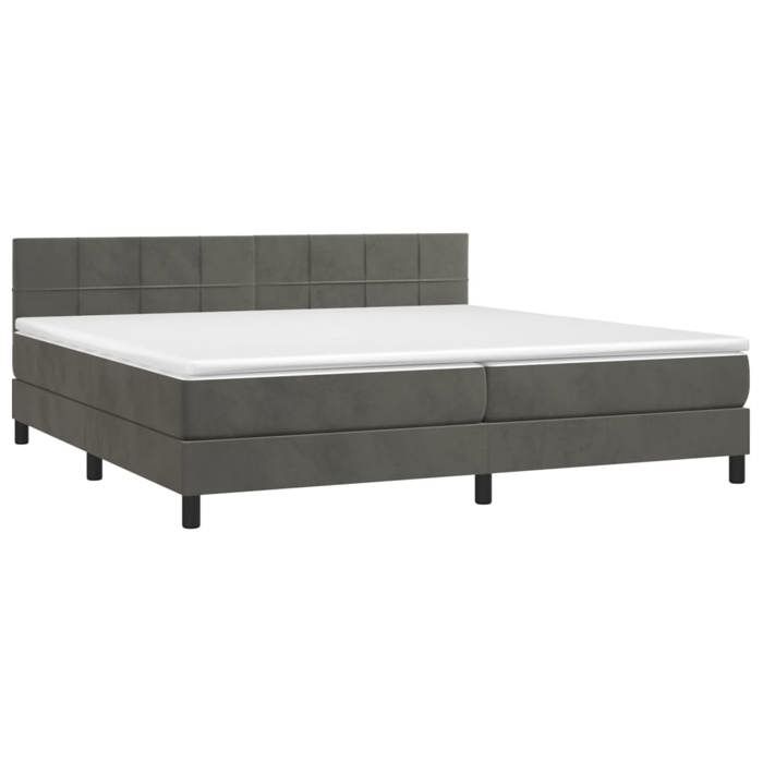 3141324 vidaXL Lit à sommier tapissier et matelas Gris foncé 200x200cm Velours