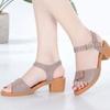 One-word thick heel shoes medium heel soft sole non-slip sandals medium old women's style medium 2 summer women's sandals