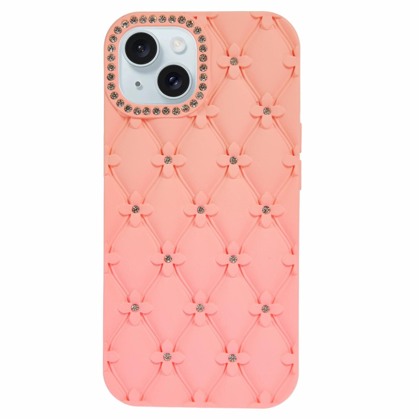 

For iPhone 14 Case Rhinestone Decor Rubberized TPU Phone Cover F