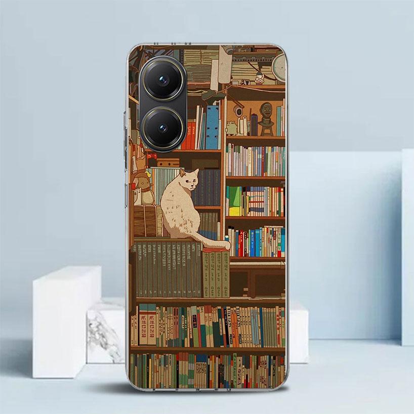 Read Books Illustration Reading Soft Cover for Xiaomi Poco F7 Ultra X7 X6 X5 Pro M7 Phone Case Redmi 15 15C 13 13C 12 12C 10 10C