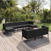 Day and Night - Day and Night Garden Furniture Set 10 Pieces Black Synthetic Rattan Cushions